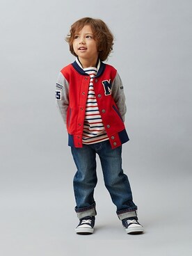 ボートネック重ね着風ボーダー長袖ｔシャツを使った人気ファッションコーディネート Wear