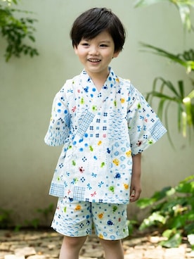 「MIKI HOUSE（ミキハウス）のアイテム（浴衣）」を使った、ミキハウス担当者さん（キッズ・106cm）の夏コーディネート