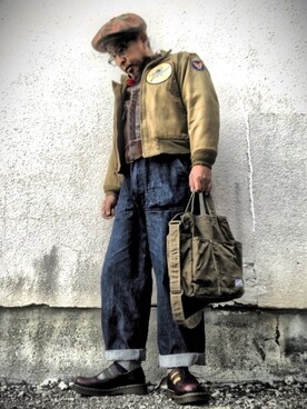 P929* (53歳) 職業 廃人使用「Danton（【DANTON】デニムファティーグパンツ YMN MEN）」的時尚穿搭