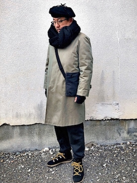 「コロンビア」｜「アイテム（ステンカラーコート）」を使った、P929* (53歳) 職業 廃人さん（メンズ・167cm）の冬コーディネート