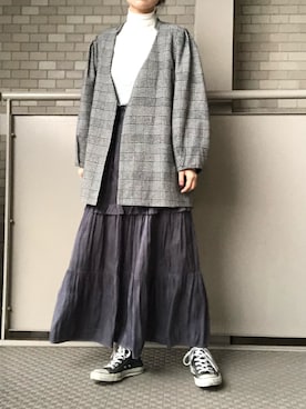 「CONVERSE（コンバース）のALL STAR HI（スニーカー）」を使った、TOMMYさん（レディース・161cm）の秋コーディネート