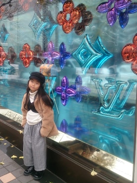 「グレンチェック」｜「アイテム（その他アウター）」を使った、elenaさん（キッズ・110cm）の秋コーディネート
