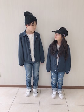 「Champion（チャンピオン）のアイテム（その他アウター）」を使った、elenaさん（キッズ・120cm）の春コーディネート