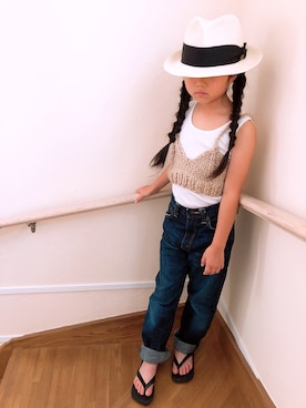 「SHIPS（シップス）のアイテム（ビーチサンダル）」を使った、elenaさん（キッズ・120cm）の夏コーディネート