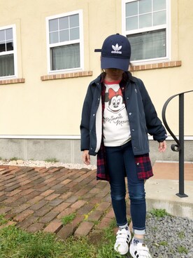 「Champion（チャンピオン）のアイテム（その他アウター）」を使った、elenaさん（キッズ・120cm）の秋コーディネート