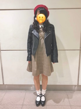 「AS KNOW AS」｜「アイテム（ライダースジャケット）」を使った、ℳ﻿さん（レディース・151cm）の冬コーディネート