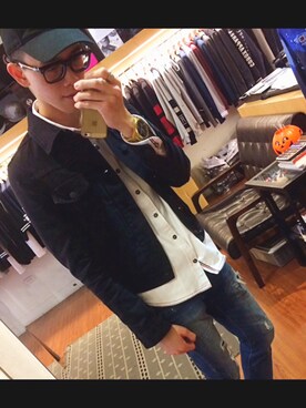 「OVERKILL inc.（オーバーキル）のアイテム（帽子）」を使った、張軍さん（メンズ・171cm）の冬コーディネート