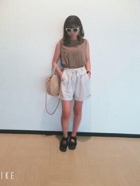 「DHOLIC（ディーホリック）のアイテム（チノパンツ）」を使った、y＆kさん（レディース・165cm）の夏コーディネート