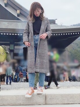 「MOUSSY（マウジー）のMVS SKINNY（デニムパンツ）」を使った、y＆kさん（レディース・165cm）の冬コーディネート