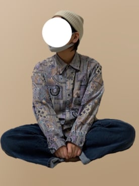 「柄シャツコーデ」｜「アイテム（帽子）」を使った、m(ム)さん（レディース・158cm）の秋コーディネート