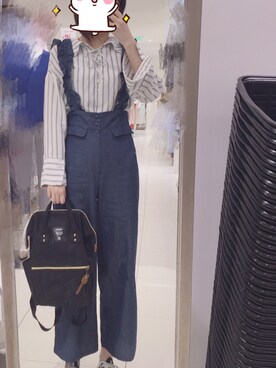 「NICE CLAUP（ナイスクラップ）のアイテム（サロペット/オーバーオール）」を使った、summerkiさん（レディース・171cm）の春コーディネート