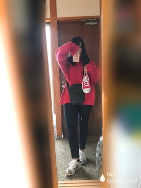 「NIKE(ナイキ)のアイテム(ショルダーバッグ)」を使った、フ ウ カさん(レディース・156cm)の冬コーディネート