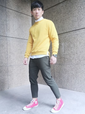 「red」｜「アイテム（アナログ腕時計）」を使った、haoyuさん（メンズ・180cm）の冬コーディネート