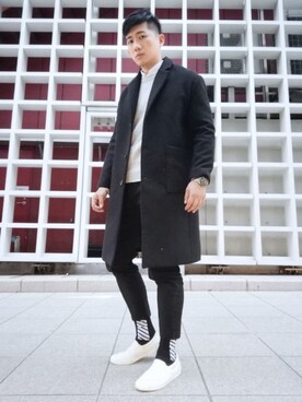 「MUJI」｜「アイテム（トレンチコート）」を使った、haoyuさん（メンズ・180cm）の春コーディネート