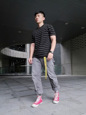 「off white（オフホワイト）のアイテム（その他）」を使った、haoyuさん（メンズ・180cm）の春コーディネート