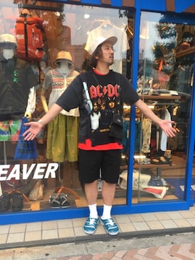 「AlexanderLeeChang（アレキサンダーリーチャン）のアイテム（キャップ）」を使った、Funachangさん（メンズ・177cm）の夏コーディネート