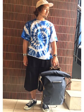 「AlexanderLeeChang（アレキサンダーリーチャン）のアイテム（キャップ）」を使った、Funachangさん（メンズ・177cm）の夏コーディネート