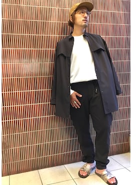 「is-ness（イズネス）のアイテム（サンダル）」を使った、Funachangさん（メンズ・177cm）の夏コーディネート