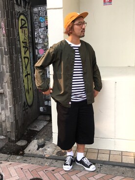 「TOPO DESIGNS（トポデザインズ）のアイテム（キャップ）」を使った、Funachangさん（メンズ・177cm）の夏コーディネート