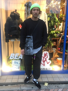 「MANASTASH（マナスタッシュ）のアイテム（スニーカー）」を使った、Funachangさん（メンズ・177cm）の秋コーディネート