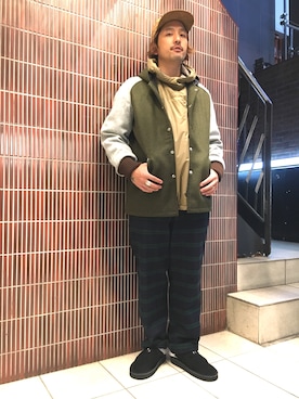 「SKOOKUM（スクーカム）のアイテム（ブルゾン）」を使った、Funachangさん（メンズ・177cm）の秋コーディネート