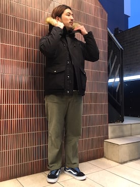 「ショット」｜「アイテム（ダウンジャケット/コート）」を使った、Funachangさん（メンズ・177cm）の秋コーディネート