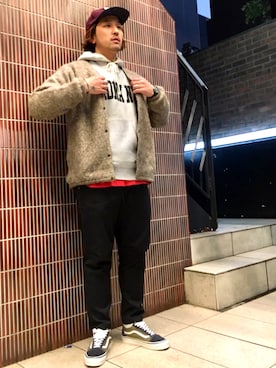 「MANASTASH（マナスタッシュ）のアイテム（ノーカラージャケット）」を使った、Funachangさん（メンズ・177cm）の秋コーディネート