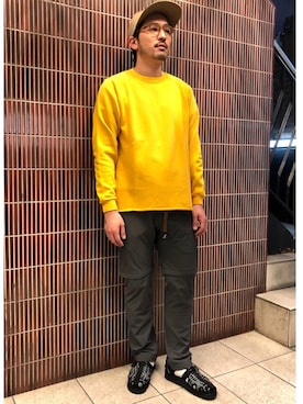 「Gramicci（グラミチ）のアイテム（スウェット）」を使った、Funachangさん（メンズ・177cm）の春コーディネート
