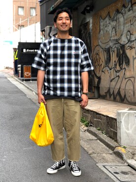 「MANASTASH（マナスタッシュ）のアイテム（バッグ）」を使った、Funachangさん（メンズ・177cm）の春コーディネート
