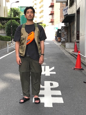 「COMFY（コンフィー）のアイテム（その他アウター）」を使った、Funachangさん（メンズ・177cm）の春コーディネート