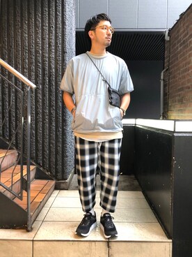 「POLeR（ポーラー）のアイテム（バッグ）」を使った、Funachangさん（メンズ・177cm）の夏コーディネート