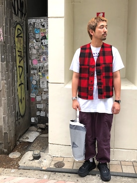 「FILSON（フィルソン）のアイテム（その他アウター）」を使った、Funachangさん（メンズ・177cm）の夏コーディネート