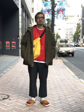 「MANASTASH（マナスタッシュ）のアイテム（バッグ）」を使った、Funachangさん（メンズ・177cm）の秋コーディネート