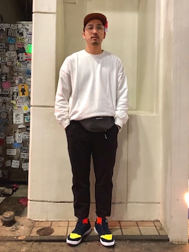 「MANASTASH（マナスタッシュ）のアイテム（バッグ）」を使った、Funachangさん（メンズ・177cm）の冬コーディネート
