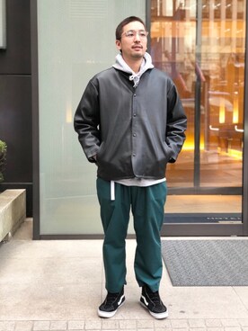 「スウェットパーカー」｜「アイテム（ブルゾン）」を使った、Funachangさん（メンズ・177cm）の冬コーディネート