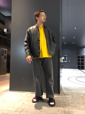 「リメイクデニム」｜「アイテム（ブルゾン）」を使った、Funachangさん（メンズ・177cm）の春コーディネート