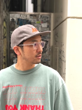 「AlexanderLeeChang（アレキサンダーリーチャン）のアイテム（キャップ）」を使った、Funachangさん（メンズ・177cm）の夏コーディネート