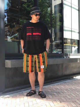 「WILD THINGS（ワイルドシングス）のアイテム（帽子）」を使った、Funachangさん（メンズ・177cm）の夏コーディネート