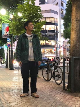 「MANASTASH（マナスタッシュ）のアイテム（マウンテンパーカー）」を使った、Funachangさん（メンズ・177cm）の夏コーディネート