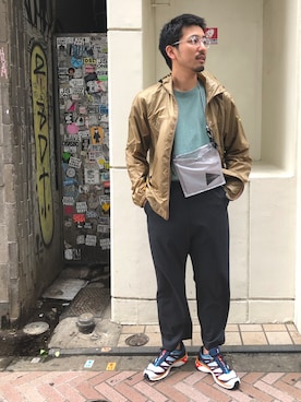 「MANASTASH（マナスタッシュ）のアイテム（マウンテンパーカー）」を使った、Funachangさん（メンズ・177cm）の夏コーディネート