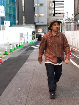 「and wander（アンドワンダー）のアイテム（帽子）」を使った、Funachangさん（メンズ・177cm）の秋コーディネート