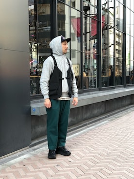 「MANASTASH（マナスタッシュ）のアイテム（キャップ）」を使った、Funachangさん（メンズ・177cm）の冬コーディネート