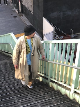 「POLeR（ポーラー）のアイテム（ハット）」を使った、Funachangさん（メンズ・177cm）の春コーディネート