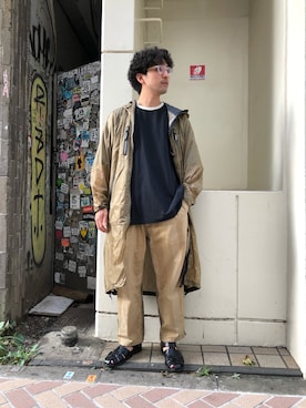 「and wander（アンドワンダー）のアイテム（ジャケット/アウター）」を使った、Funachangさん（メンズ・177cm）の夏コーディネート