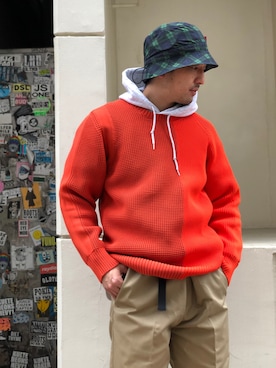 「meanswhile（ミーンズワイル）のアイテム（パンツ）」を使った、Funachangさん（メンズ・177cm）の秋コーディネート