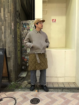 「meanswhile（ミーンズワイル）のアイテム（ジャケット/アウター）」を使った、Funachangさん（メンズ・177cm）の秋コーディネート