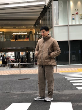 「meanswhile（ミーンズワイル）のアイテム（パンツ）」を使った、Funachangさん（メンズ・177cm）の冬コーディネート