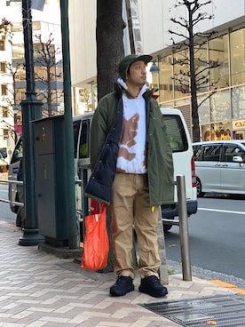 「AlexanderLeeChang（アレキサンダーリーチャン）のアイテム（バッグ）」を使った、Funachangさん（メンズ・177cm）の冬コーディネート