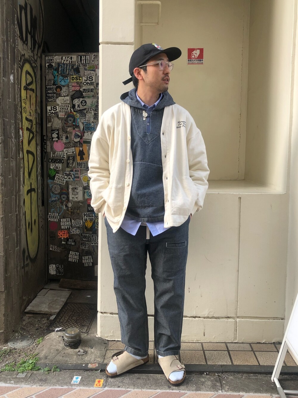 「休日スタイル、セットアップ、セットアップスタイル、春コーデ、春アウター、カーディガン、ビーバー(BEAVER)、ootd、今日のコーデ、レイヤードスタイル」｜「MANASTASHのMANASTASH/マナスタッシュ　別注 H/C SWEAT CARDIGAN 別注ヘンプコットンスウェットカーディガン（カーディガン/ボレロ、ベージュ系）」を使った、Funachangさん（メンズ・177cm）の冬コーディネートの1枚目の写真