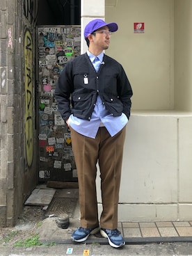 「ノーカラージャケット」｜Funachangさん（メンズ・177cm）の冬コーディネート